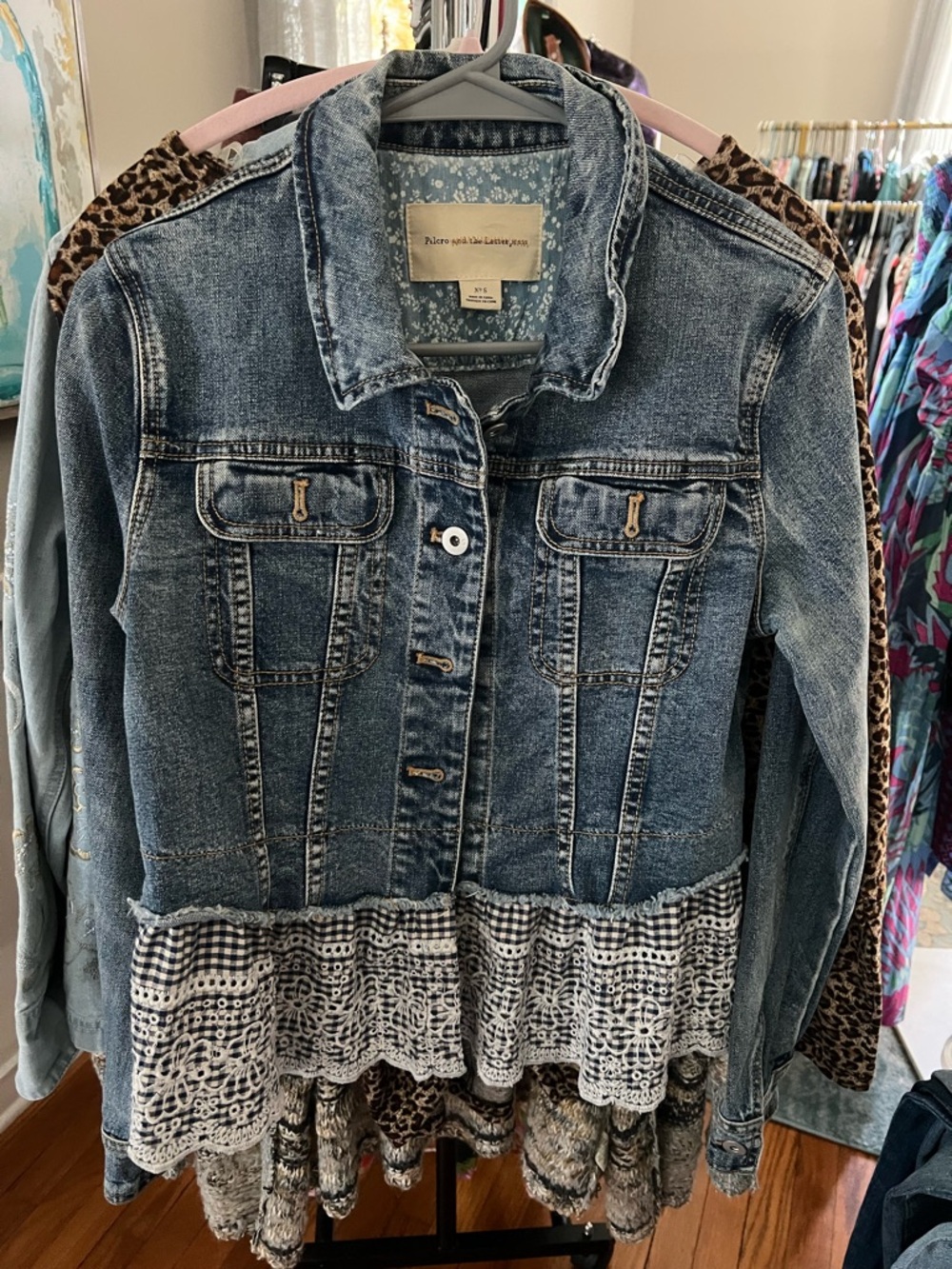 Pilcro and the Letterpress Light Blue Floral-Lined Denim Jacket